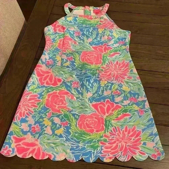Lilly Pulitzer Girls Sophelia Shift Dress Size 16 Zanzibar Blue - Picture 2 of 6